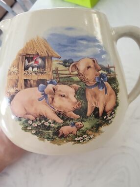 Handmade Casey Pottery Cream Ceramic Farmhouse Decor Pitcher